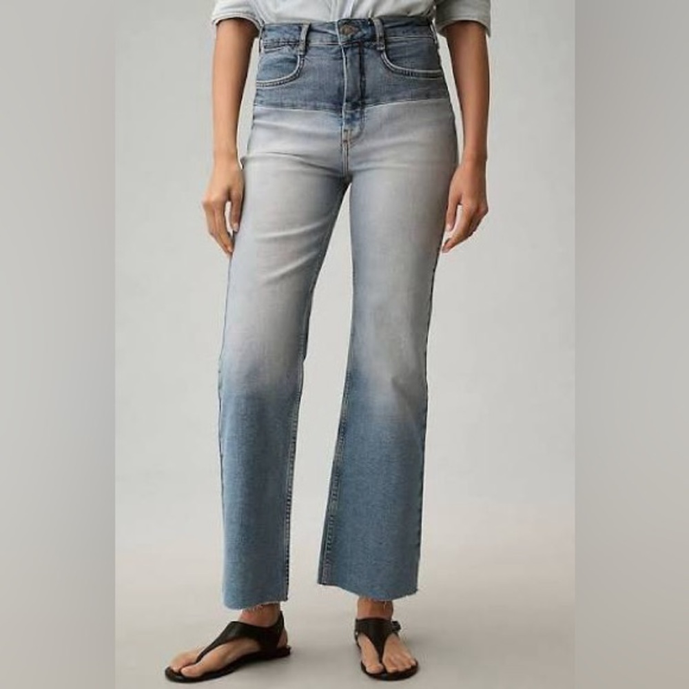 Anthropology The Annie Jeans High-Rise Straight-Leg Two Tone JeansSize 28 Pilcro